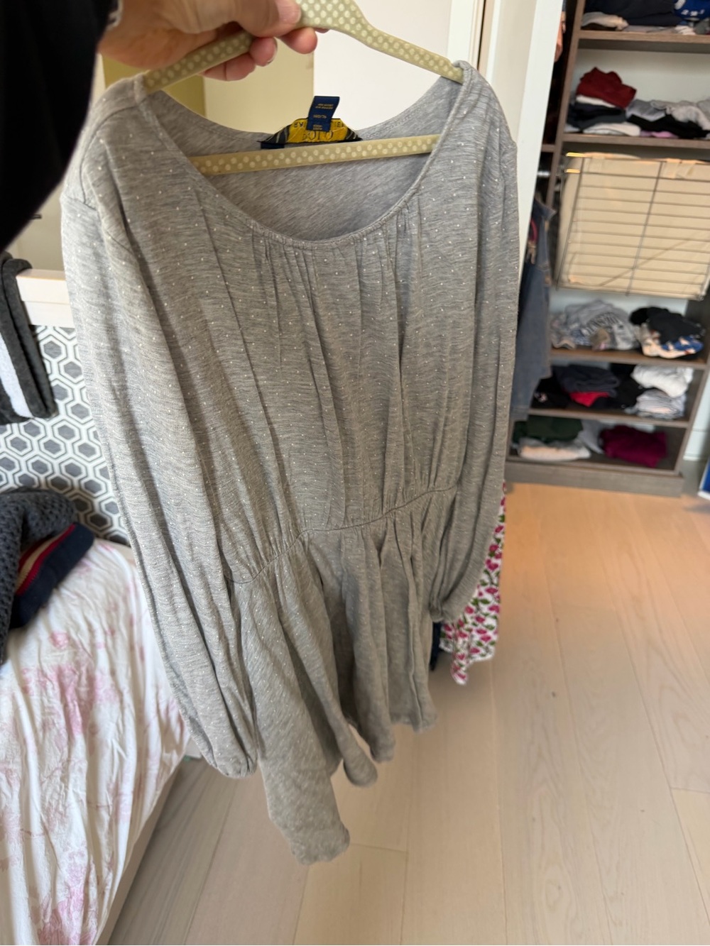 Polo by Ralph Lauren Silver-Gray Knit Long-Sleeve Casual Dress